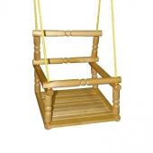 Качели со спинкой деревянные лакированные