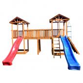 Детская площадка М23-2 с широким скалодромом и тентовыми крышами