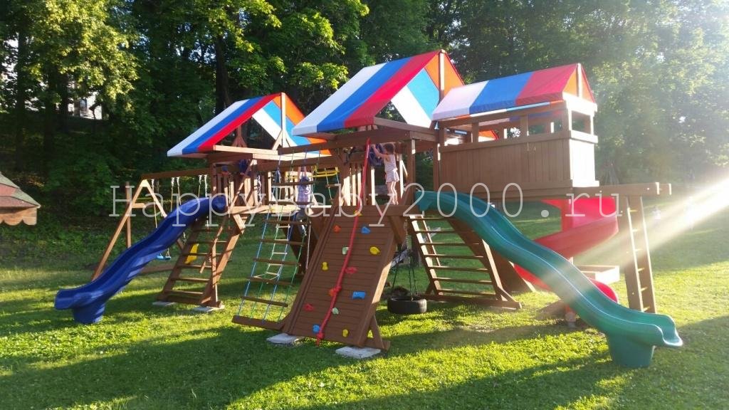 Многоэлементная площадка Солнышко с тремя горками