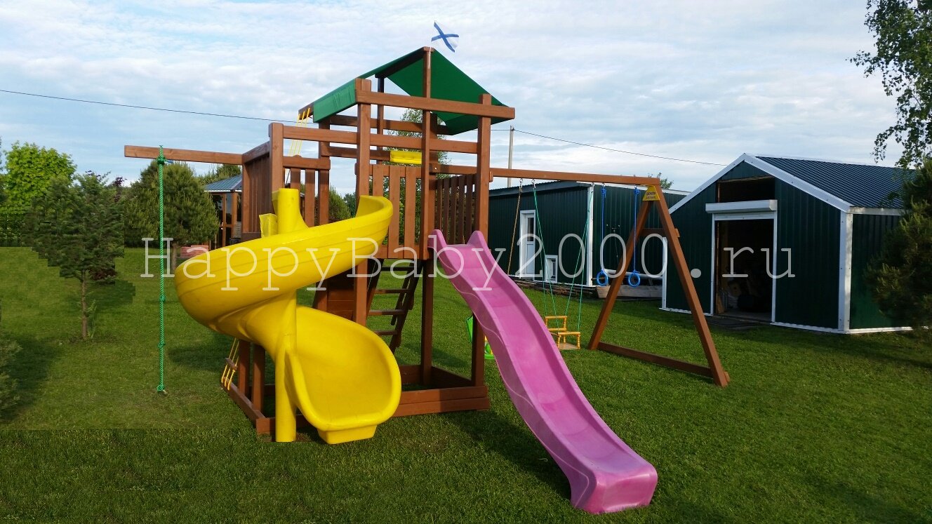 Детская площадка "Джунгли" с литой винтовой горкой.